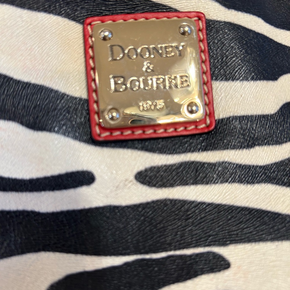 Dooney & Bourke Zebra Print Hobo Shoulder Bag - Black and Red Accents - Picture 7 of 7